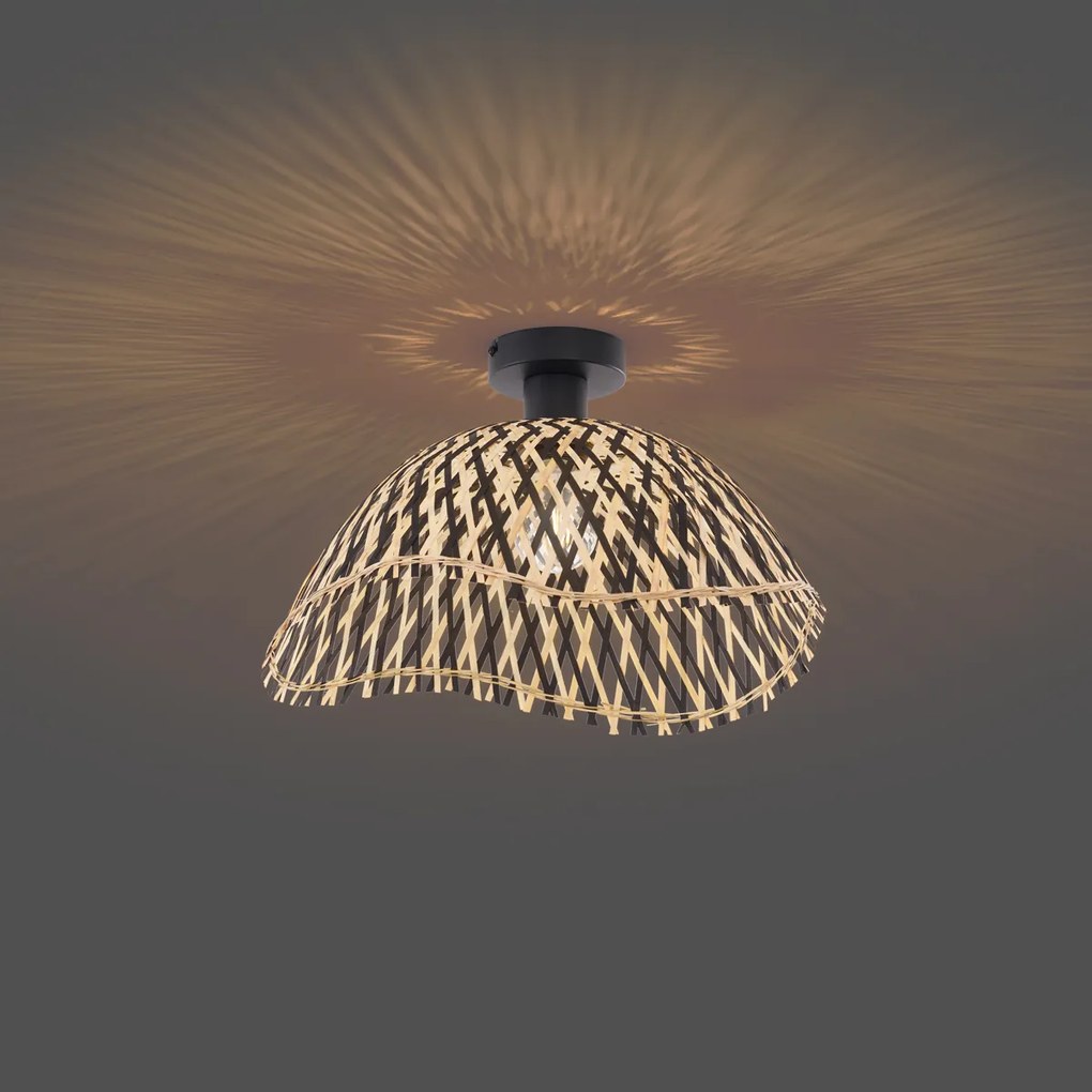 Art Deco mennyezeti lámpa fekete bambuszból 40 cm - Alka