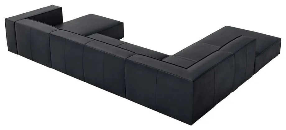 Sötétkék bőr sarokkanapé (bal oldali) Madame – Windsor & Co Sofas