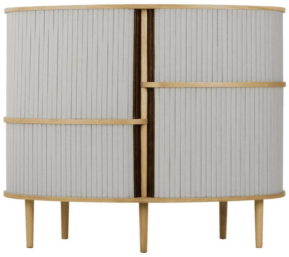 Szürke-natúr színű szekrény tolóajtóval, tölgyfa dekorral 120x100x50 cm Audacious – UMAGE