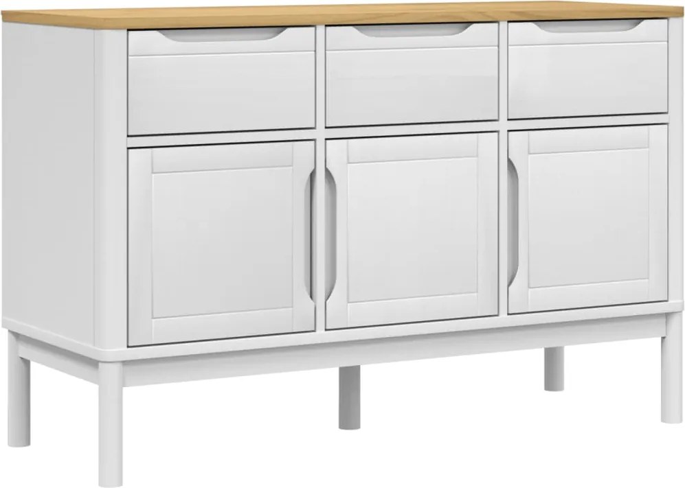 vidaXL FLORO fehér tömör fenyőfa tálalószekrény 114 x 43 x 74 cm