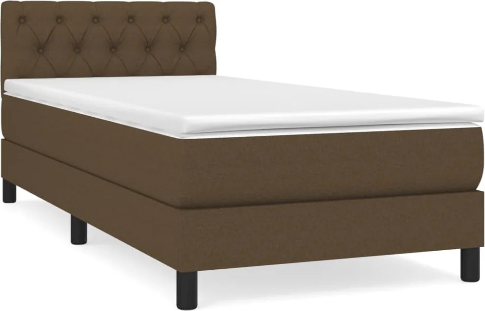 vidaXL sötétbarna szövet rugós ágy matraccal 80 x 200 cm