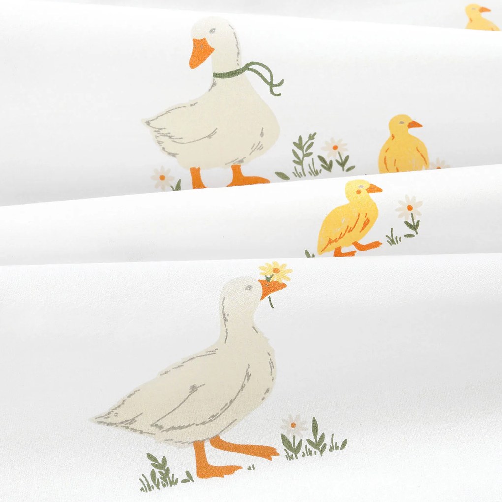 Goldea kör alakú pamut terítő - kacsák Ø 120 cm