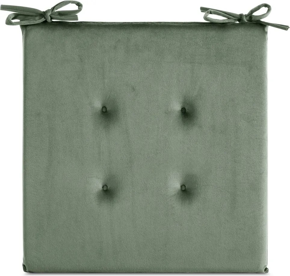 Gaja székpárna 40x40x3 Eurofirany olívazöld, dekoratív foltvarrással