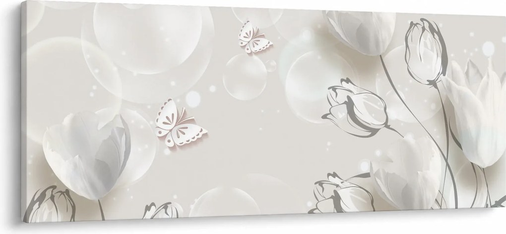 Kép - tulipánok a buborékok között (120x50 cm)
