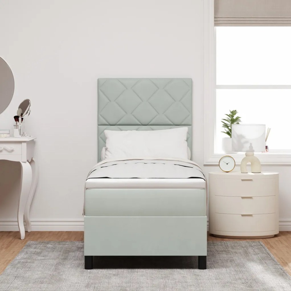 Boxspring Ágy Matrac Fény Szürke 80x200 cm Bársony