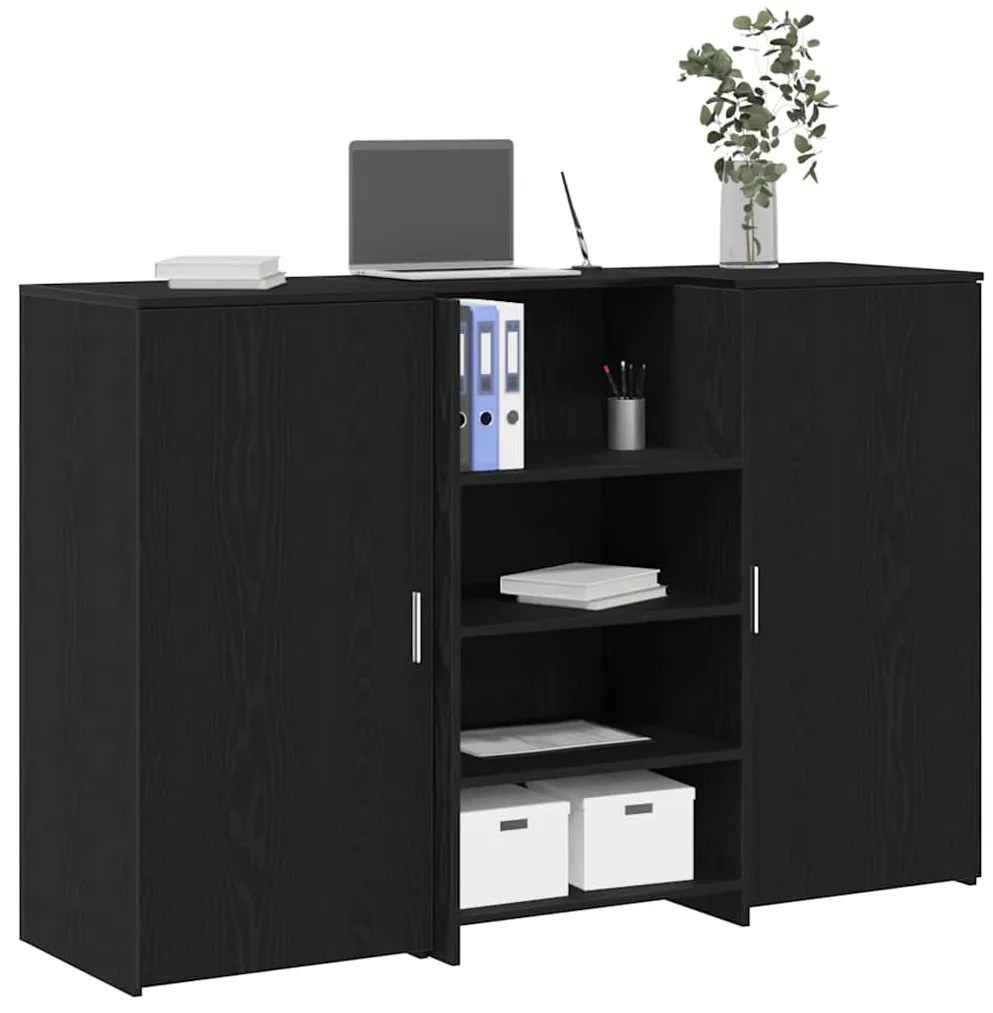 recepciós pult fekete tölgyszínű 155x50x103,5 cm szerelt fa