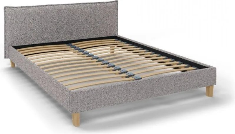 Szürke kárpitozott franciaágy ágyráccsal 160x200 cm Tina – Ropez