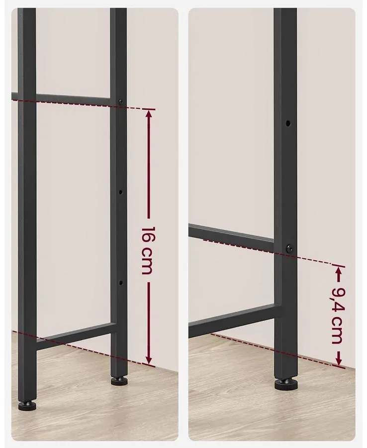3 Szintes WC/mosógép fölé helyezhető polc szürkés-bézs és fekete színben