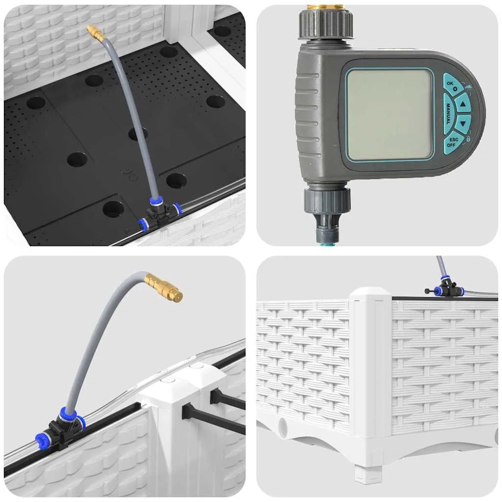 Kerti ültetők Fehér 160 x 40 x 22 cm Acél