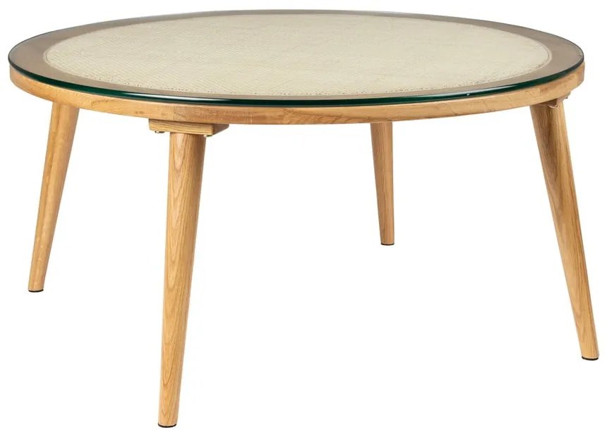 Natúr színű üveg kerek dohányzóasztal ø 70 cm Haru – White Label