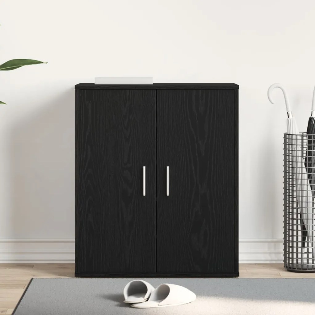 vidaXL Cipőszekrény Fekete Tölgy 60x35x70 cm Műgyanta