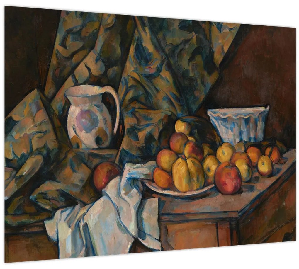 Üveg kép - Paul Cézanne, Still Life with Apples and Peaches, reprodukciók (70x50 cm)