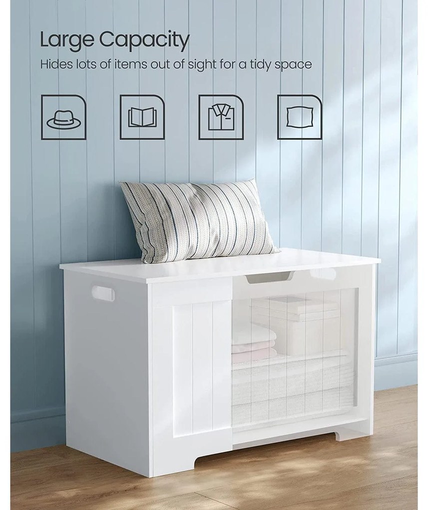 Tároló láda, játéktároló, fehér 76x40x48cm