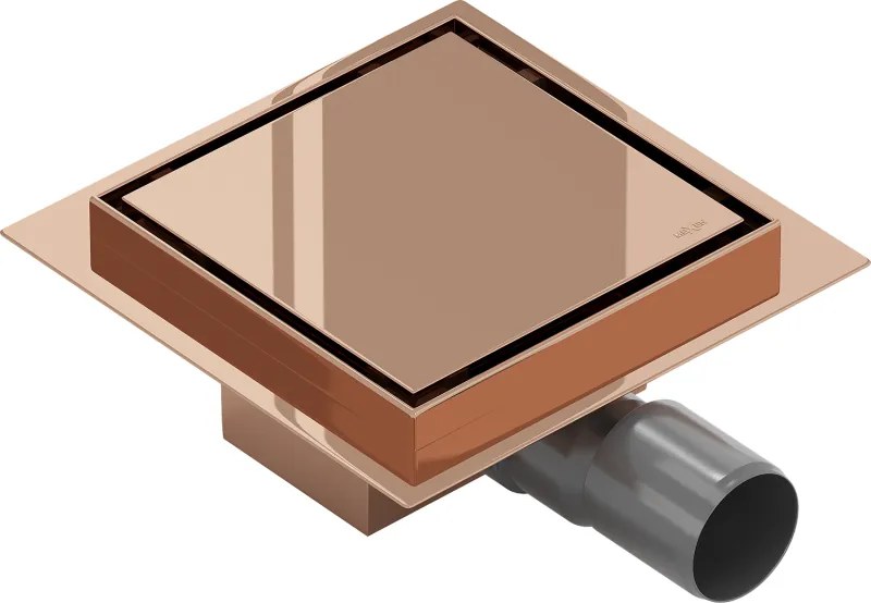 Mexen Flat-Q M13 négyzet alakú padlóösszefolyó 12 x 12 cm, rózsaarany - 1610012
