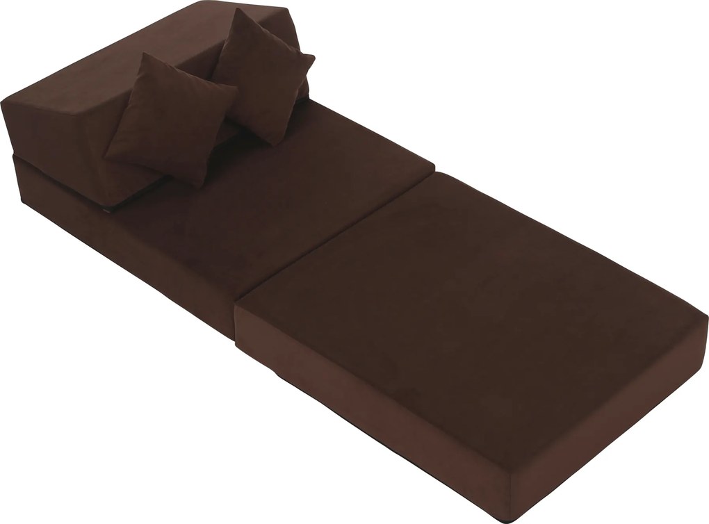 Összecsukható matrac/fotel, 2v1, barna, PELOS
