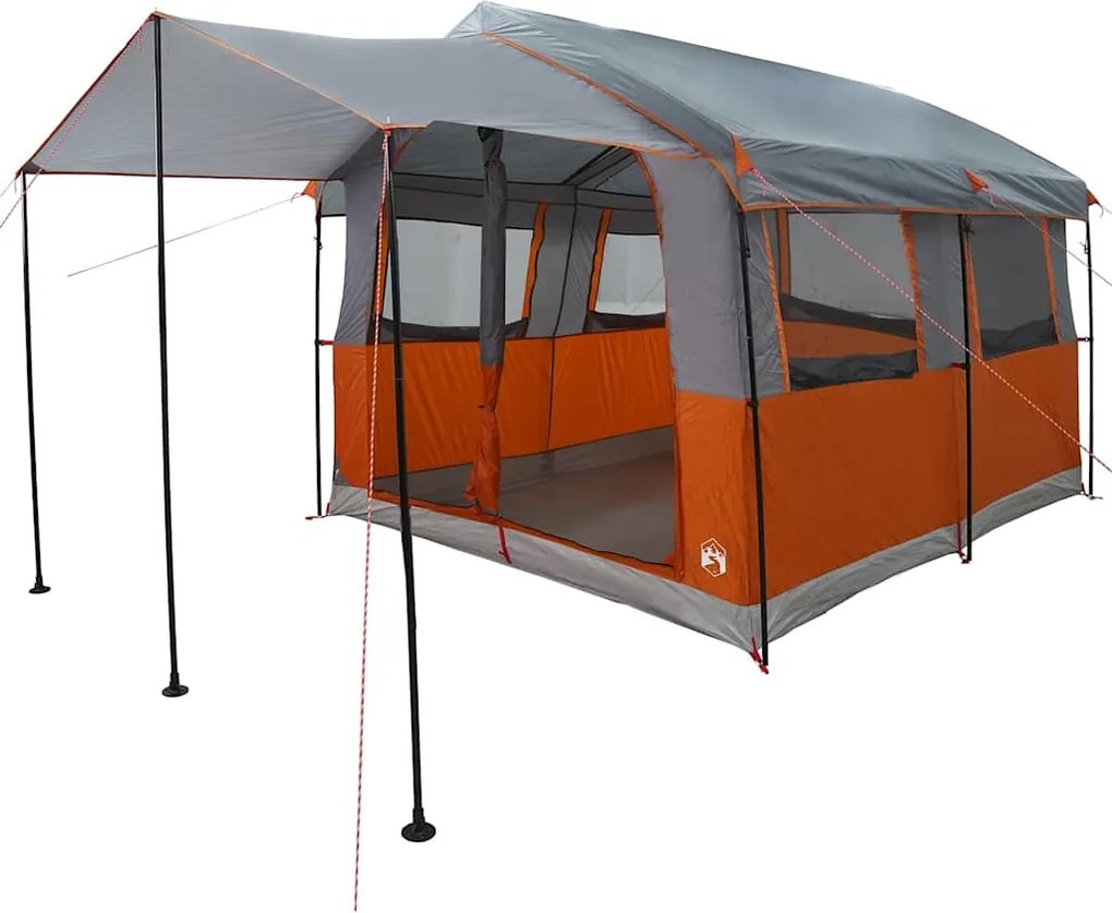 vidaXL Családi sátor 4 személyes Szürke és narancs 324 x 255 x 230 cm