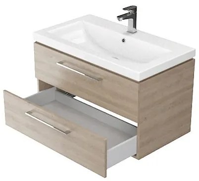 Cersanit S801-154-DSM - Falra szerelhető LARA fürdőszobai szekrény mosdóval, 80 cm, dió