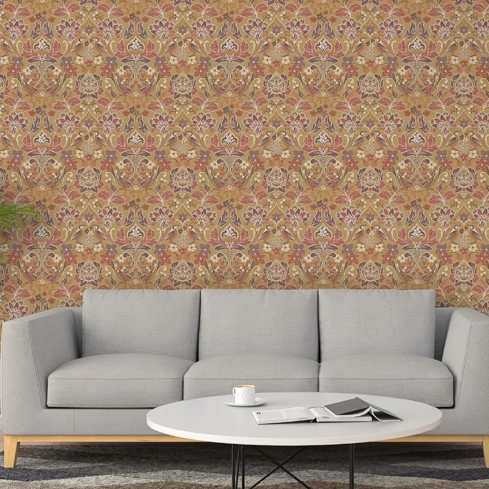 Arthouse Signature 2 Folk Floral barna-lila madaras vlies tapéta – 100198AH