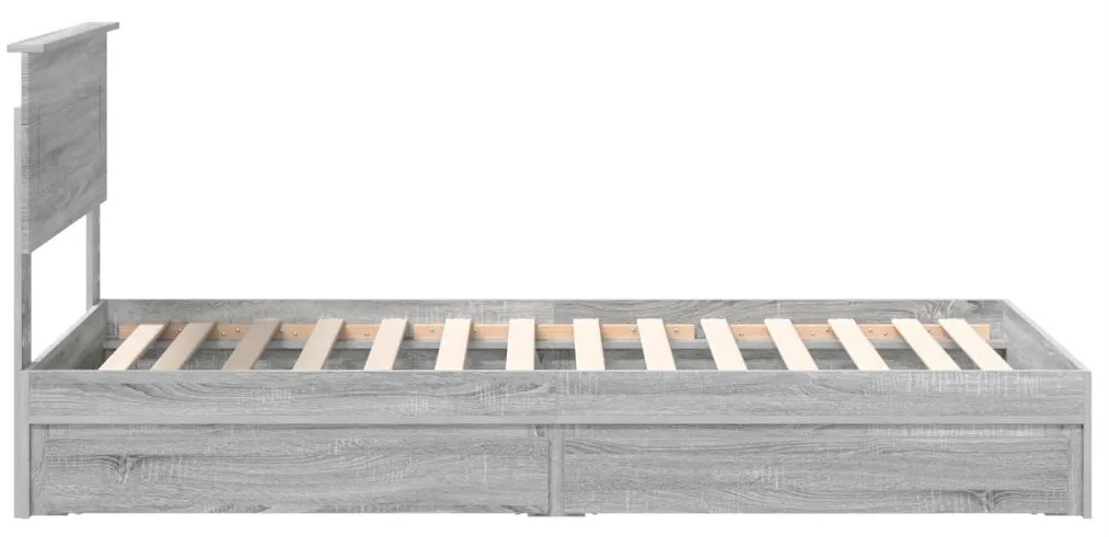 vidaXL Tárolós Ágy fejtámlával Szürke Sonoma 75 x 190 cm Faanyag