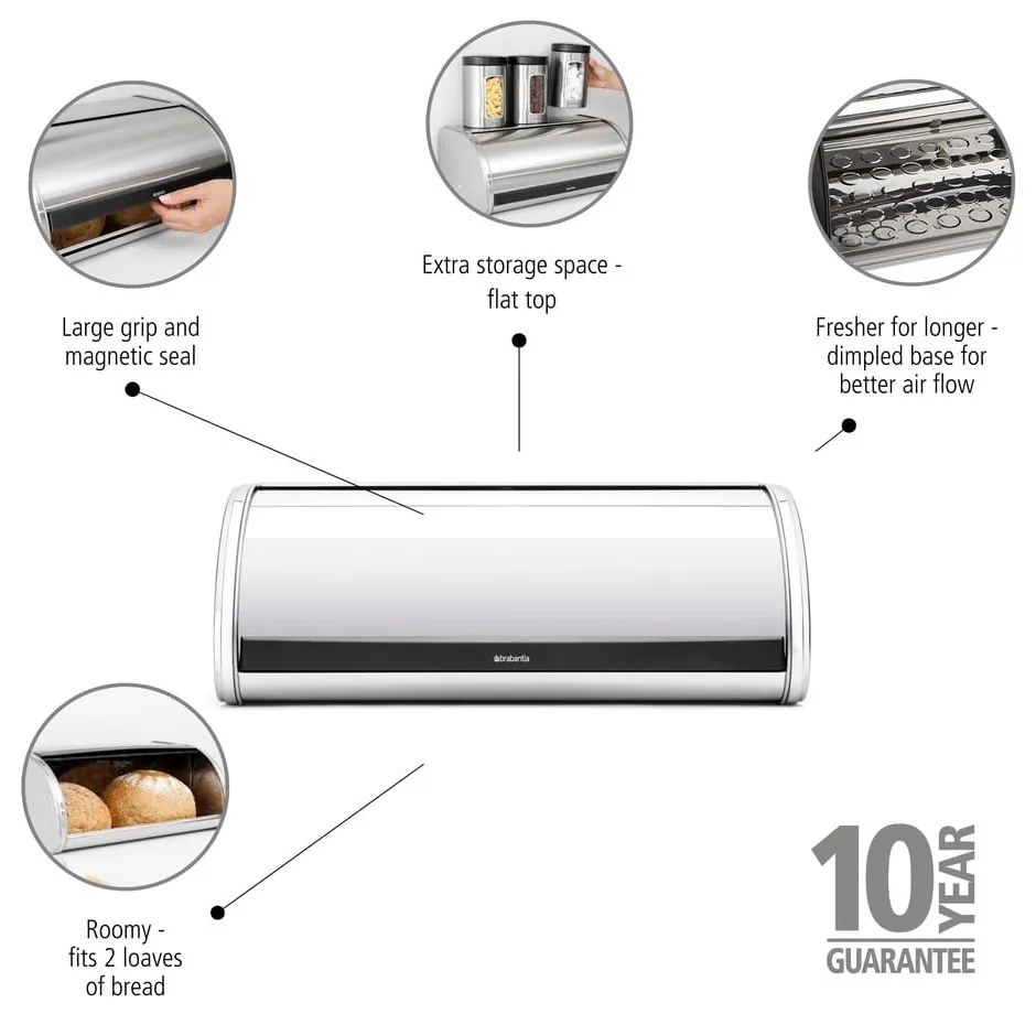 Acél kenyértartó Roll Top – Brabantia