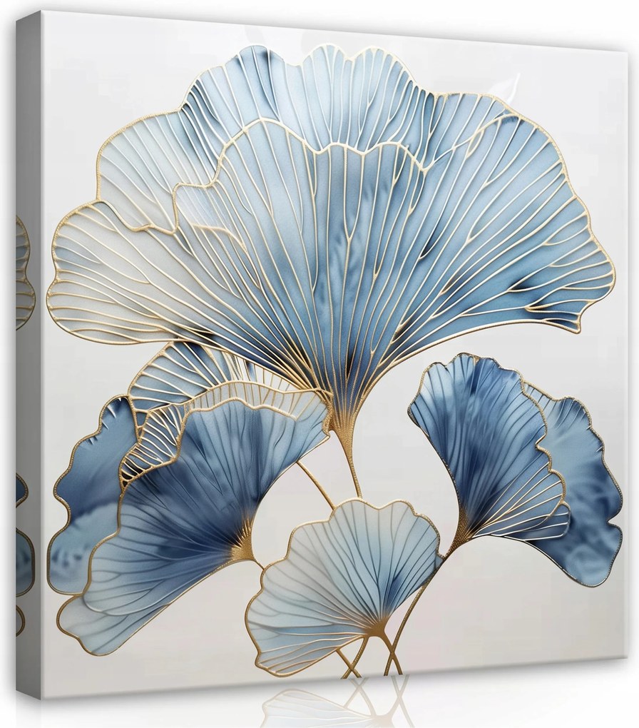 Vászonkép Ginkgo Elegáns Arany Türkiz Vászonkép Nappali Hálószobába 40x40