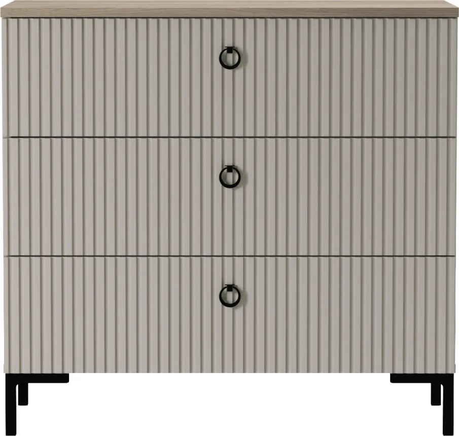 Komód, szürkésbarna Taupe/silverjack tölgy, DOMCA 3S