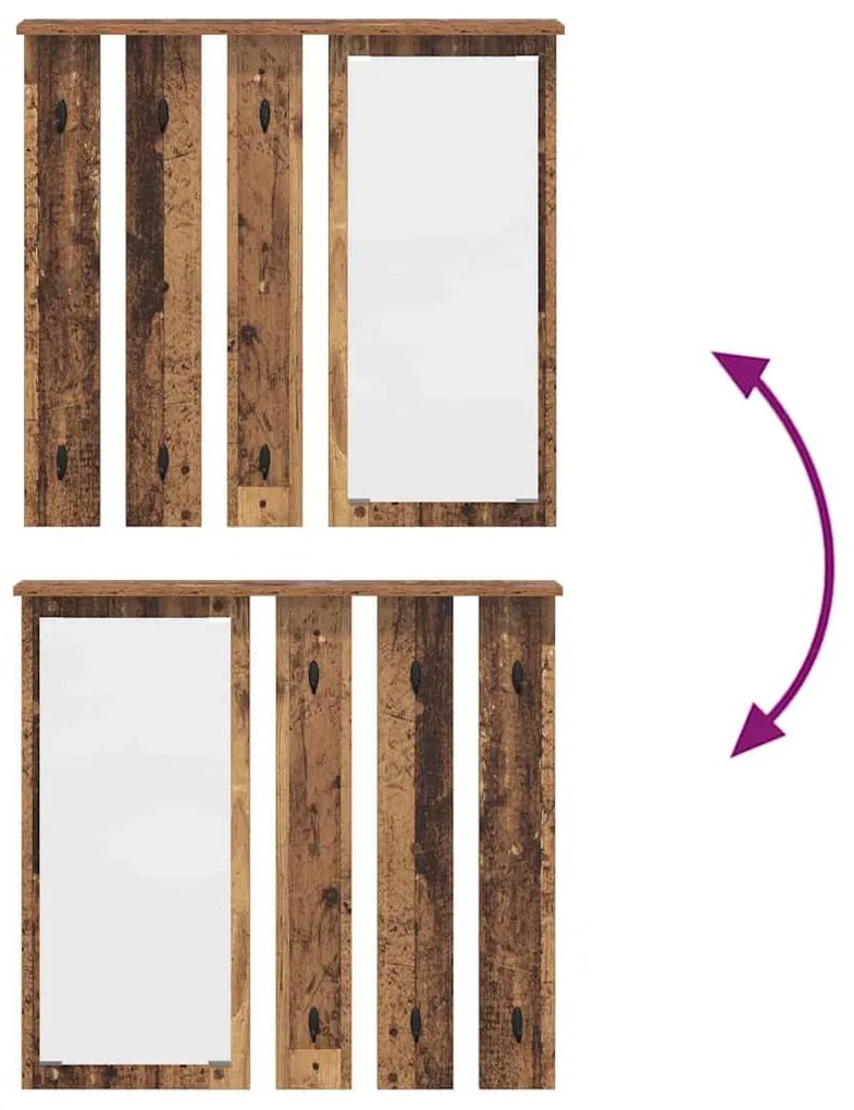 Fali Kabáthorog polcokkal Régi fa 84 x 10 x 80 cm Faanyag