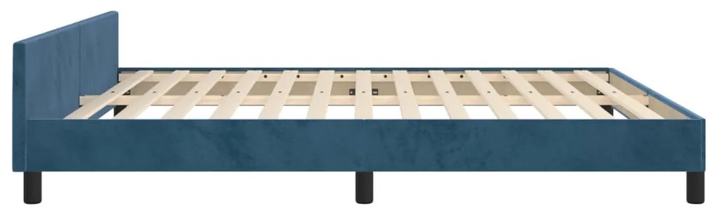 sötétkék bársony ágykeret matrac nélkül 160x200 cm