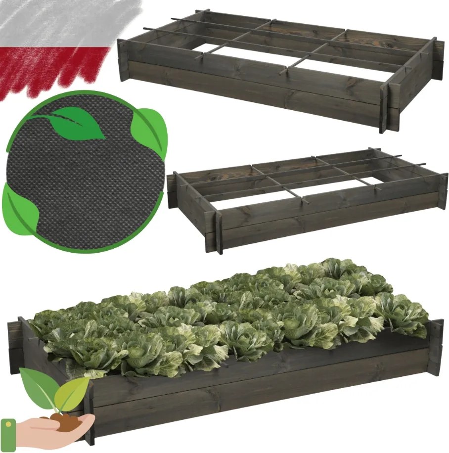 Zöldségtároló ládák fűszernövények ágyás magasított virágtartó 150x80cm Eko