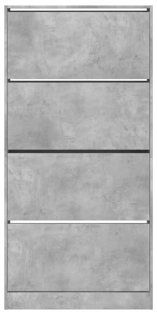 betonszürke cipőszekrény 4 kihajtható fiókkal 80x21x163,5 cm