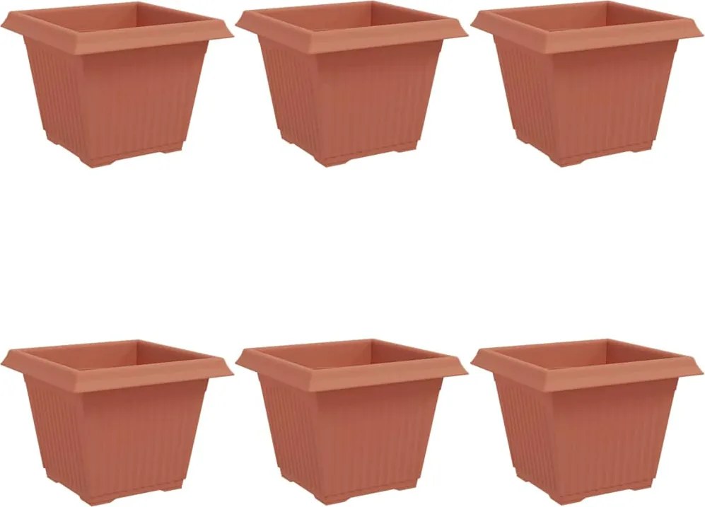 vidaXL Négyzet Virágcserép 6 pcs Tégla Vörös 28,5 x 28,5 x 22 cm