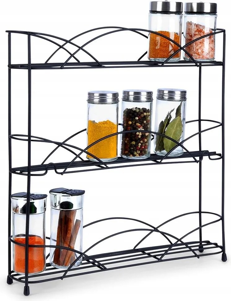 Fűszertartó Polc Konyhai Rendszerező Fűszertartó Fém Fekete Akasztós