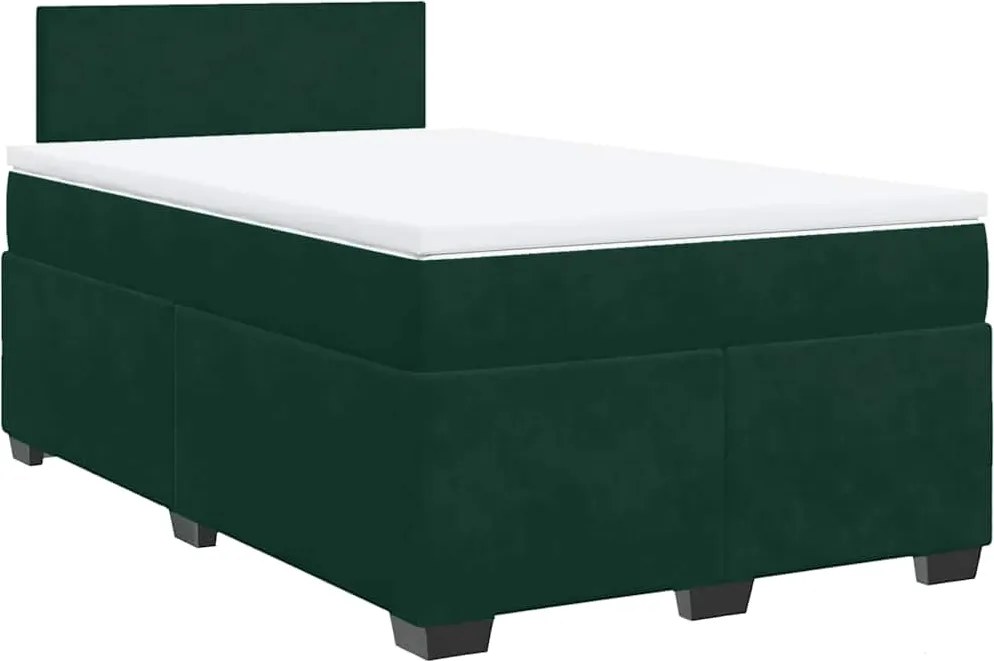 vidaXL sötétzöld bársony rugós ágy matraccal 120x190 cm