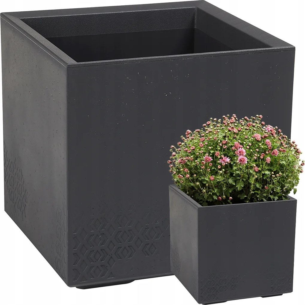 Virágágyás Virágtartó Láda Virágtartó Tál Terasz Kert antracit Karo 30x30x30cm