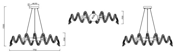 Reality - Csillár zsinóron ARI 2xE27/10W/230V