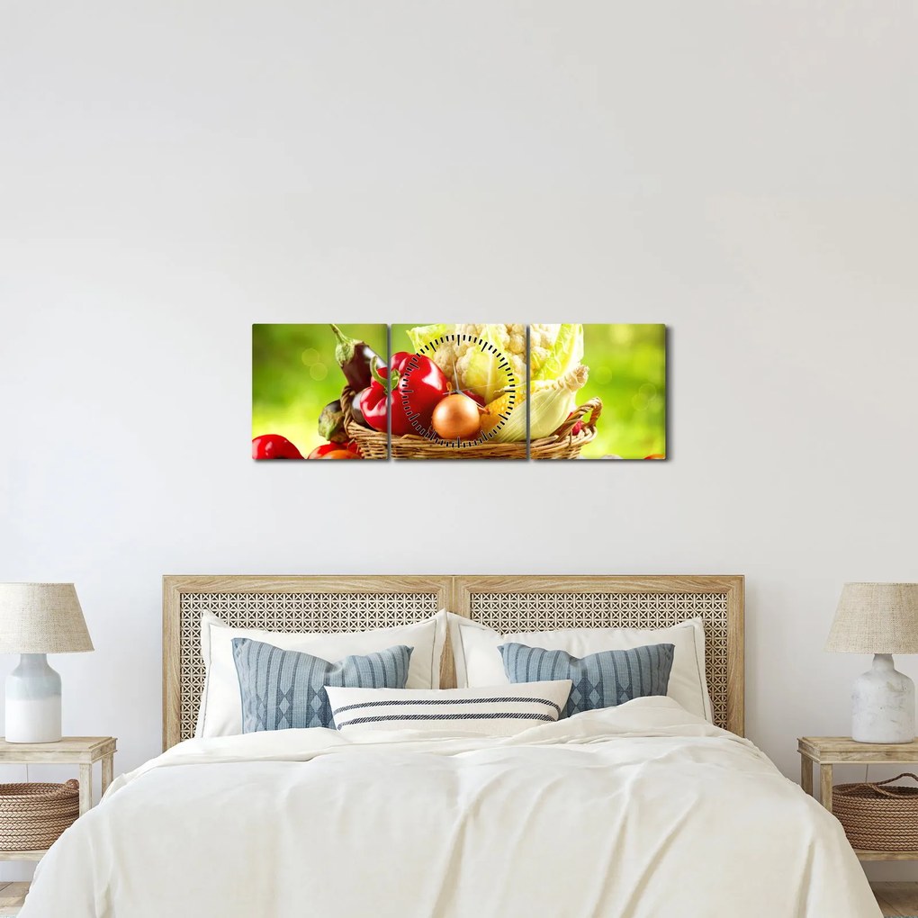 Kép - Zöldségek (órával) (90x30 cm)