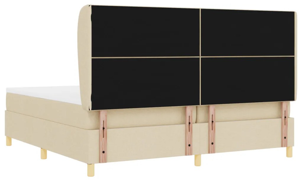 Krém Színű Boxspring Ágy Mattal 200x200 cm Textil