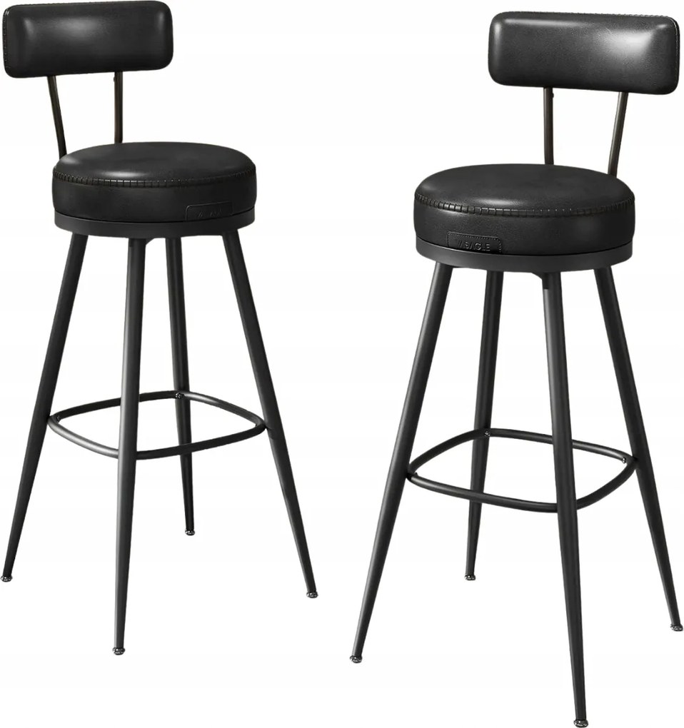 2 db-os forgó hoker szett háttámlával bárszék 76 cm Ekho fekete