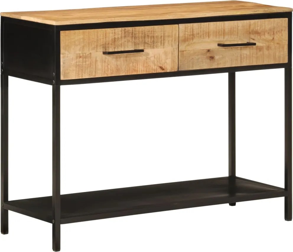vidaXL tömör mangófa és vas tálalóasztal 100 x 35 x 76 cm