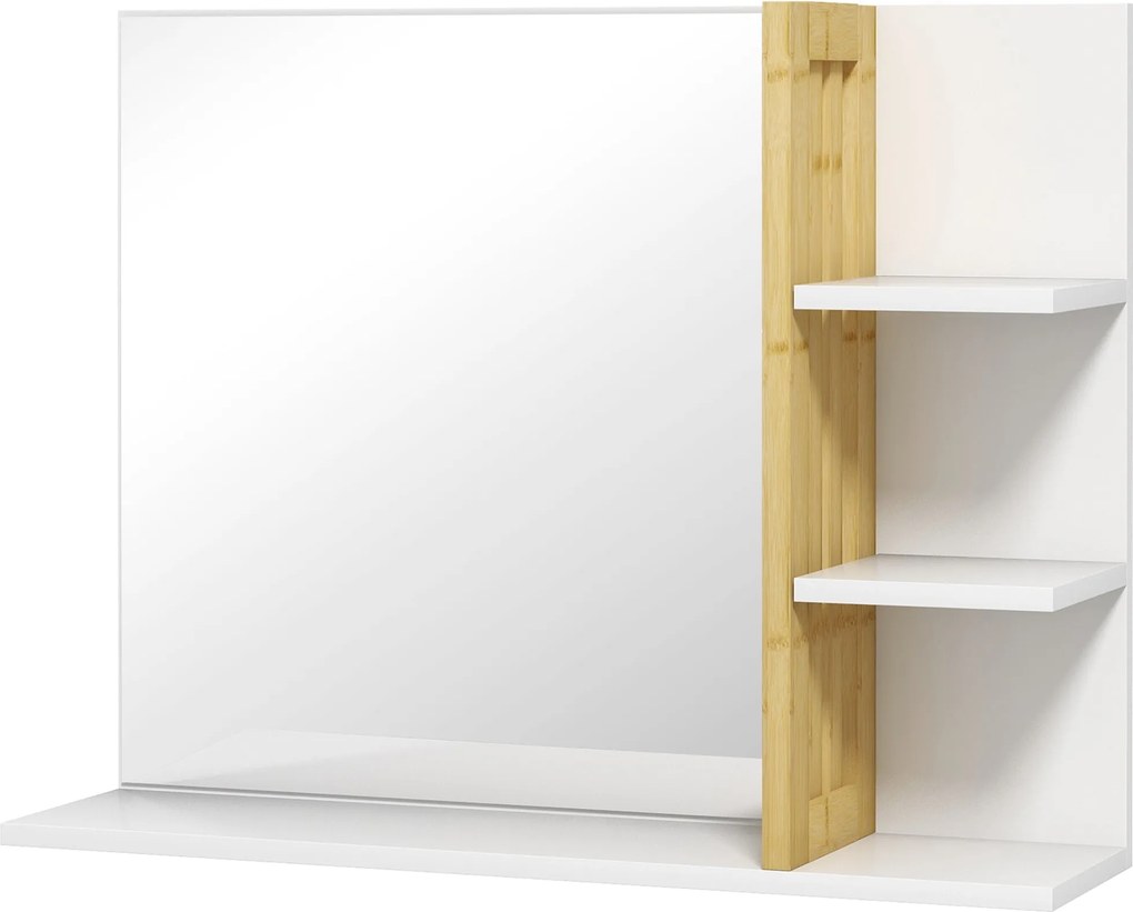 HOMCOM Modern Fürdőszobai Tükör Négy Polccal 45x15x58.5 cm Fehér | Aosom