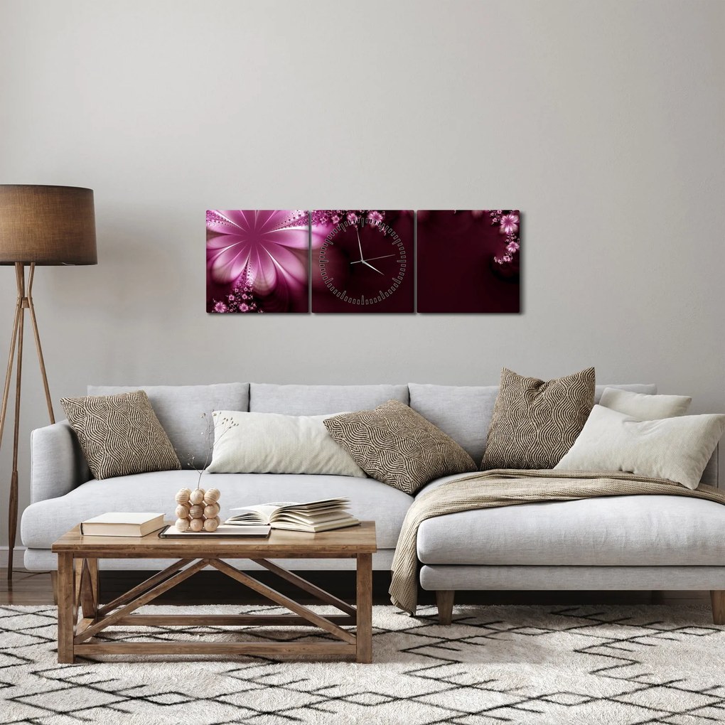 Az absztrakció képe - virágok (órával) (90x30 cm)