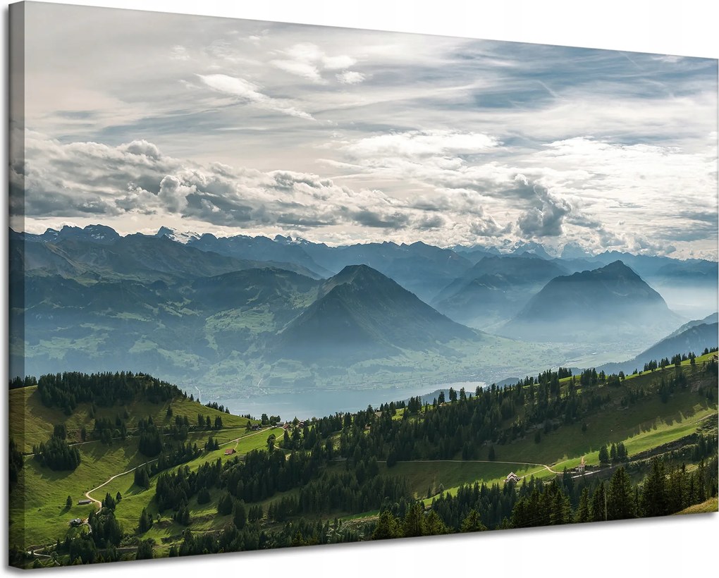 Vászonkép Hegyek Felhők Természet Erdők Természet 120x80 cm