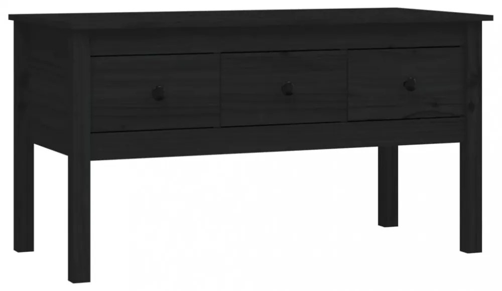 fekete tömör fenyőfa dohányzóasztal 102 x 49 x 55 cm