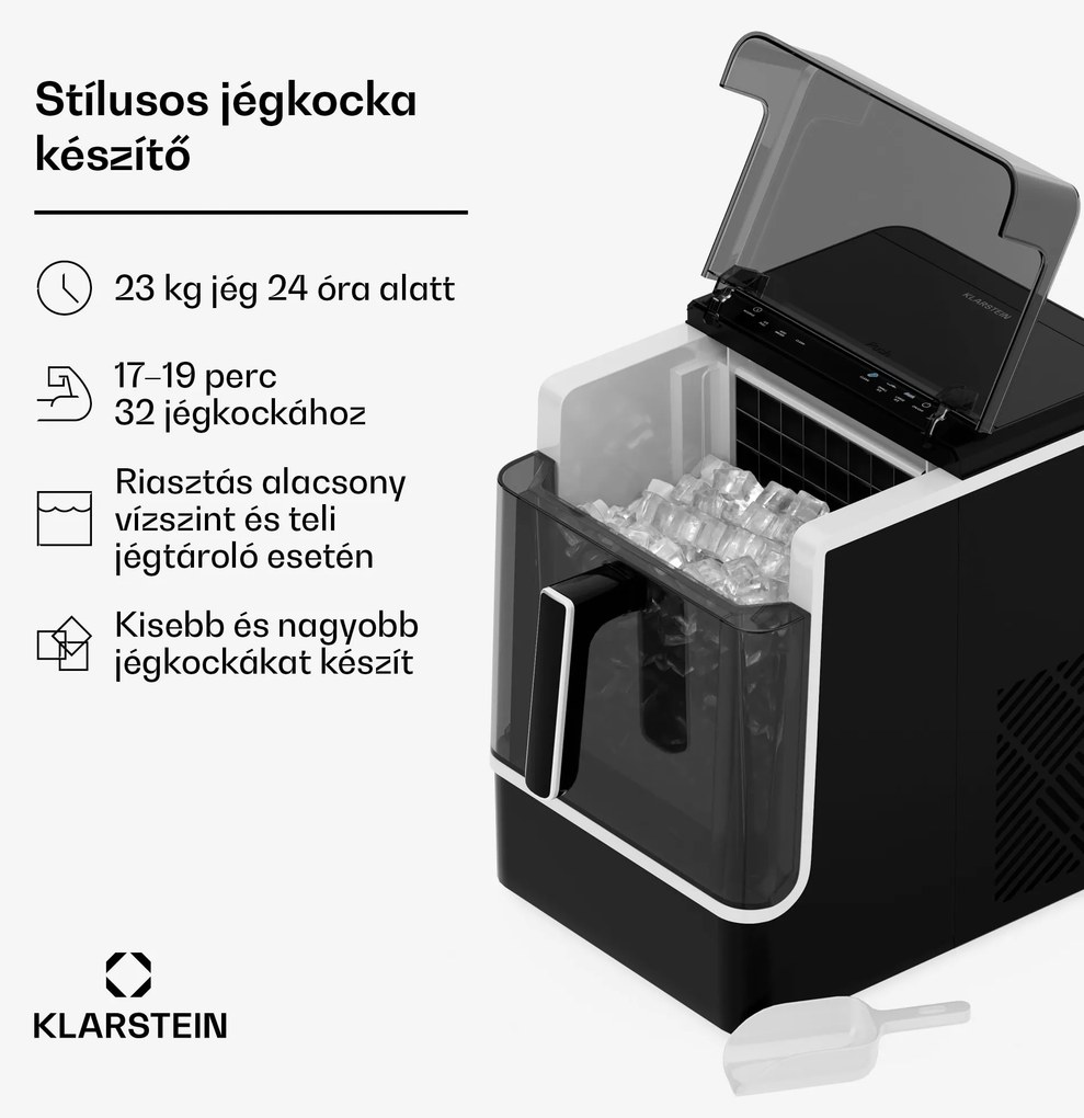 Klarstein Ice Lux jégkockagép | Rozsdamentes acél | 23 kg/24 óra | Öntisztító
