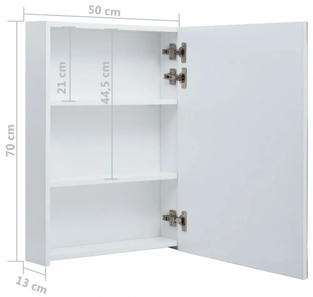 tükrös fürdőszobaszekrény LED világítással 50 x 13 x 70 cm
