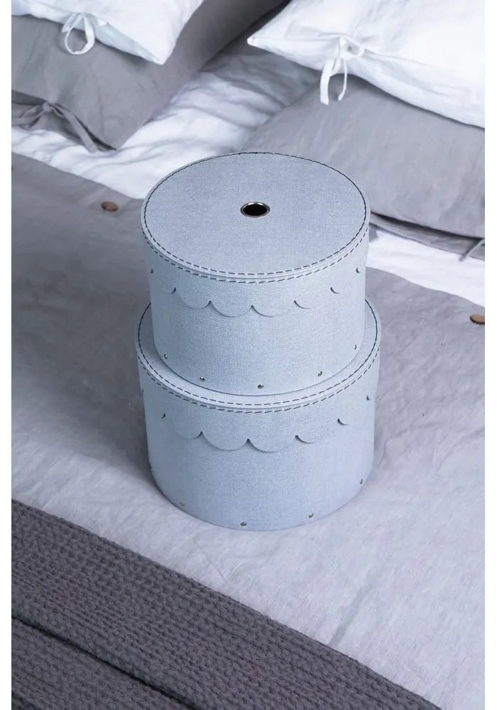 Világosszürke fedeles karton tárolódoboz szett 2 db-os ø 26x17,5 cm Wilma – Bigso Box of Sweden