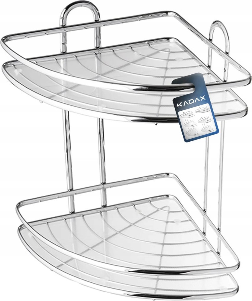 Fürdőszobai Sarokpolc Zuhanyhoz Akasztós 2 Polcos Fali Króm