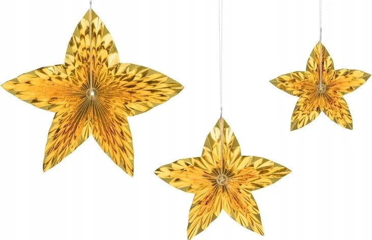 Dekorációs rozetta, csillag medál, Arany 3 db Karácsony