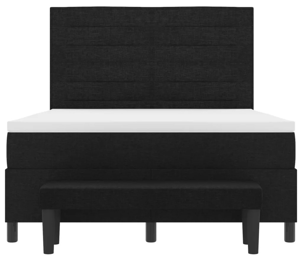 Box Spring Ágy Matraccal és Padló Fekete 160x200 cm Szövet
