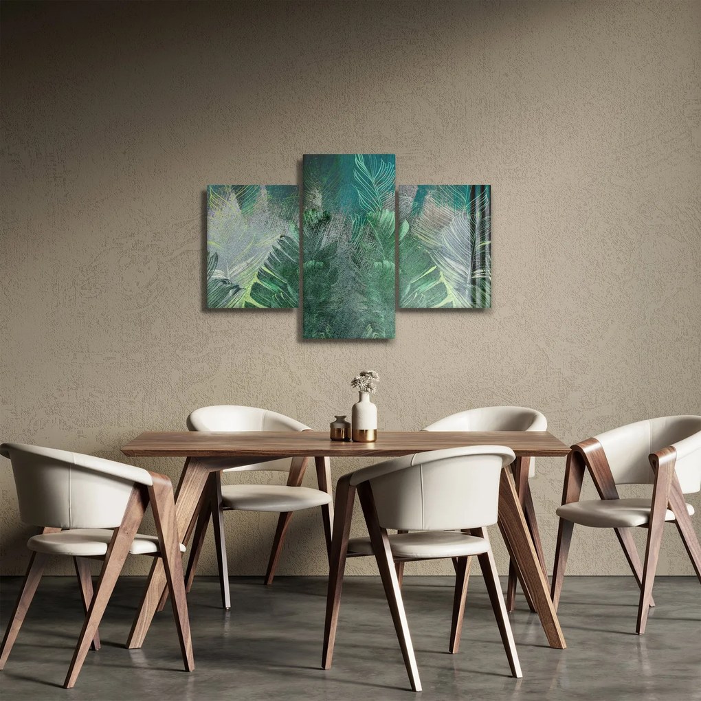 Kép - Beton textúra levelekkel (90x60 cm)